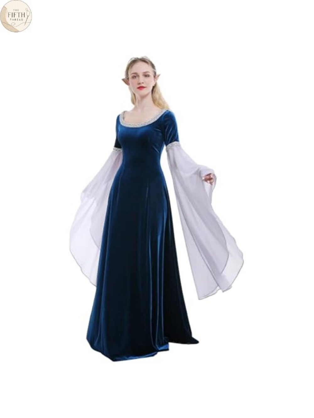 Medieval Renaissance Velvet Gown Chiffon Sleeves Historical Costume Dress